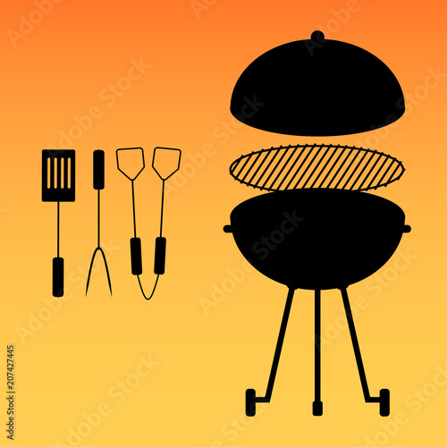 Grill und Grillbesteck