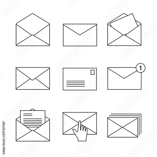 Linien E-Mail Ikon Set