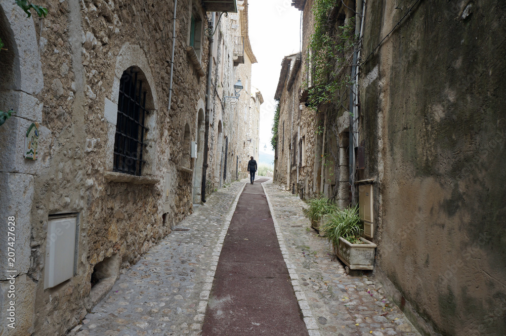 old narrow walkway in stone village