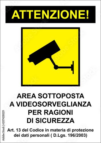 Cartello Area Videosorveglianza