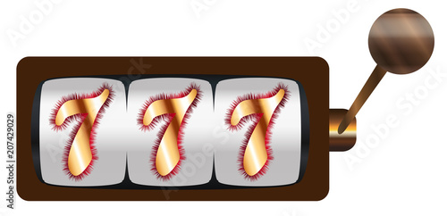 Fruit Machine 3 Lucky Seven Icons With Handle And Knob