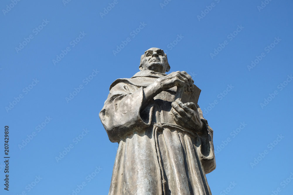 Obraz premium Memorial of At Zef Pllumi Albanian Franciscan priest and memoirist in Shengjin, Albania.