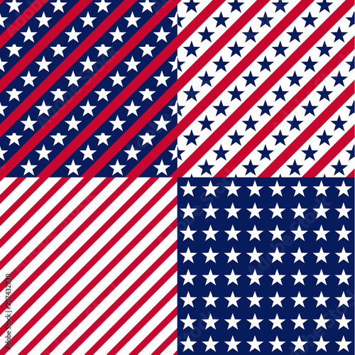 US stars and stripes seamless patterns