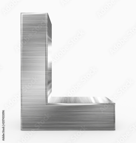 letter L 3d cubic metal isolated on white