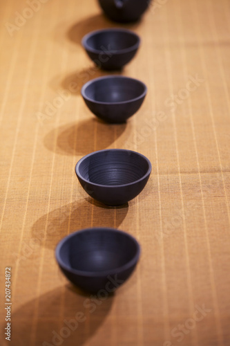 Closeup of Chinese empty cups
