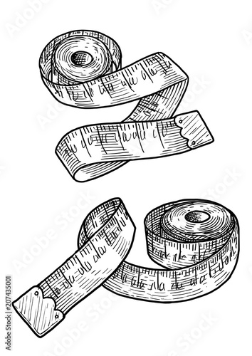 05
Measuring tape illustration, drawing, engraving, ink, line art, vector