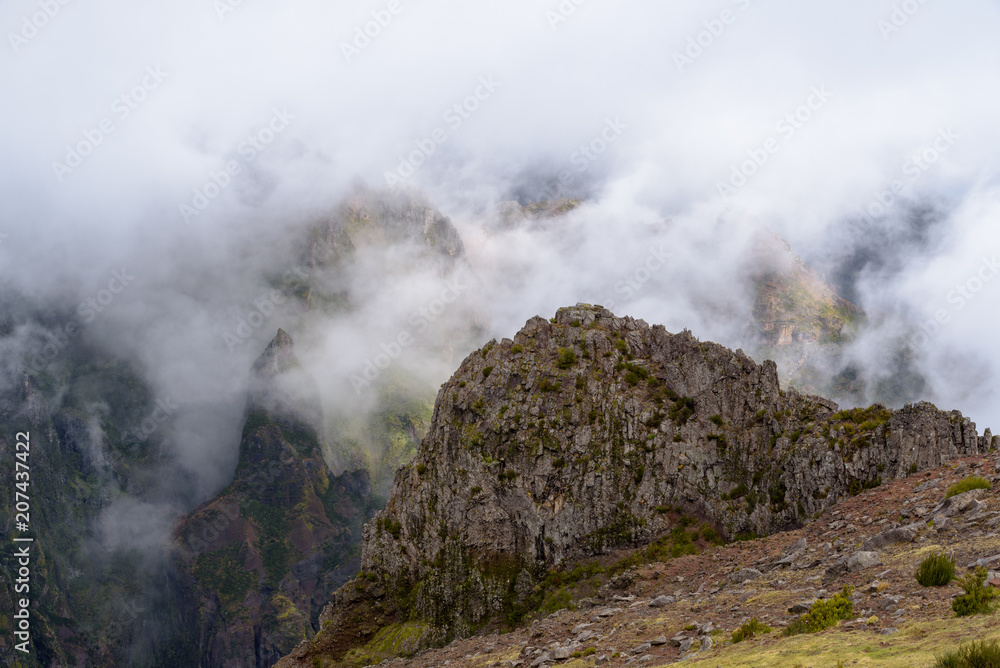 View from Pico do Arieiro. It is the third highest peak on Madeira with an altitude of 1818 metres. Madeira Island, Portugal.