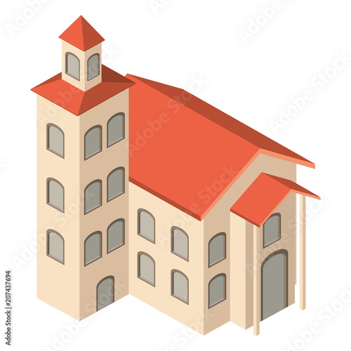 school building isometric icon vector illustration design