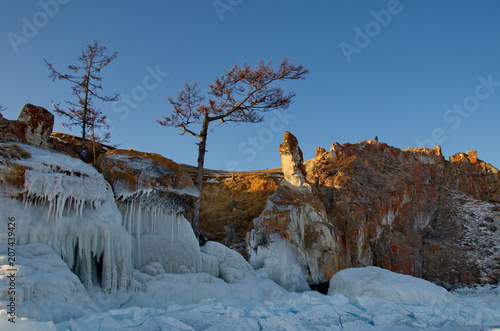 Russia. The Lake Baikal. Dawn on Cape Burhan of Olkhon island.