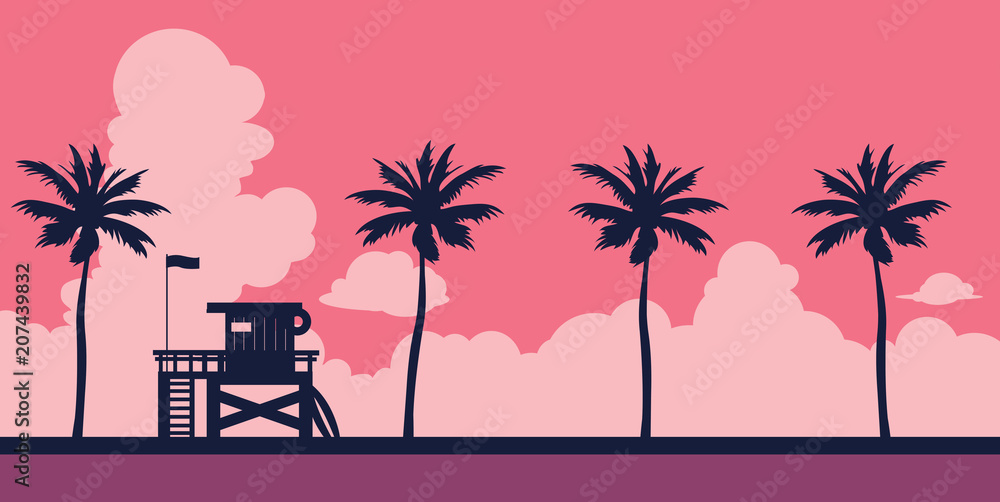 Naklejka premium Lifeguard and beach 001 - 1