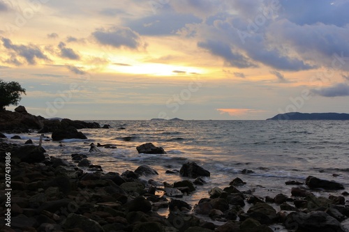  silhouette seascape with cloudy sky