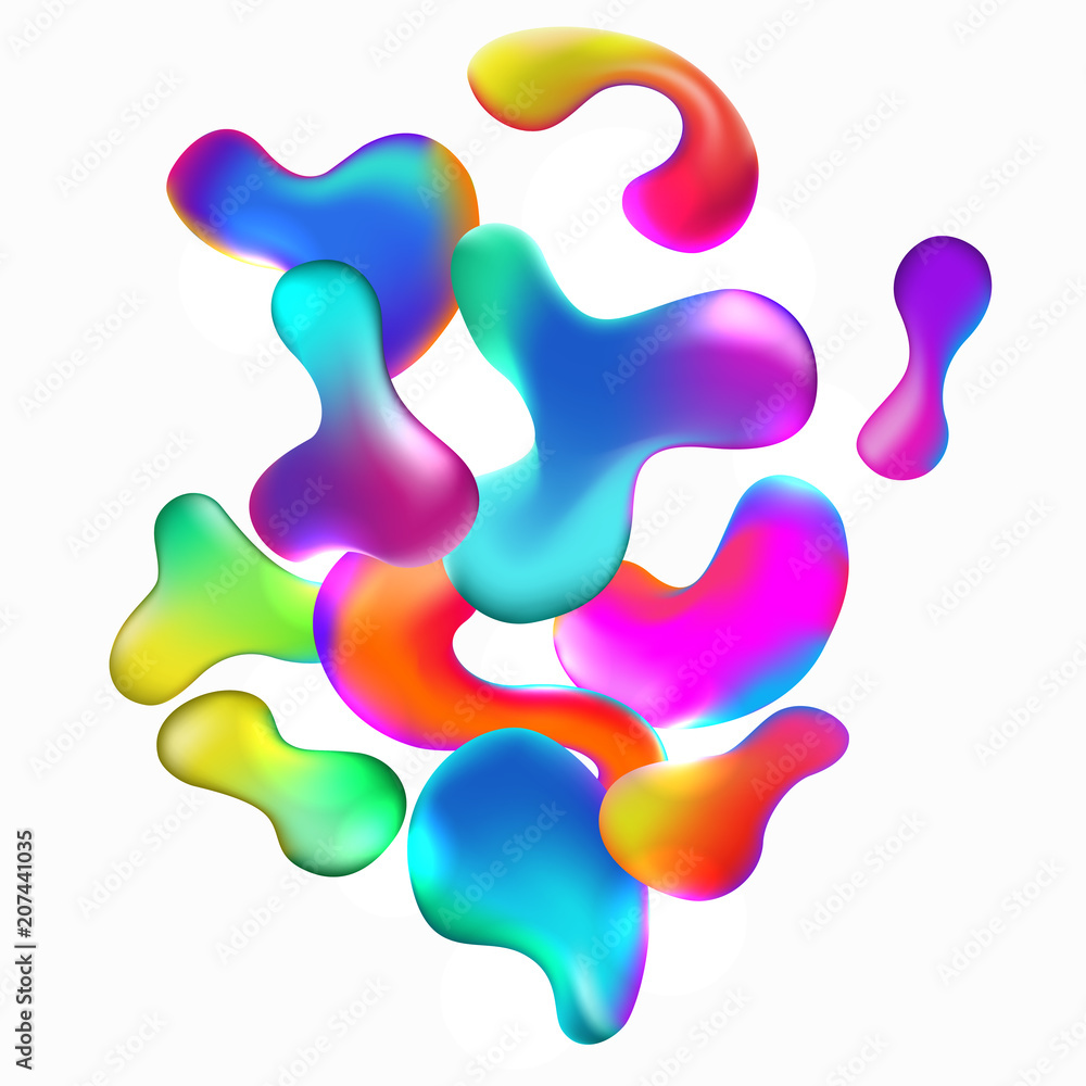 Colorful shapes. Liquid multi-colored bubbles. Abstract background. Lava lamp pattern. Vector illustration.