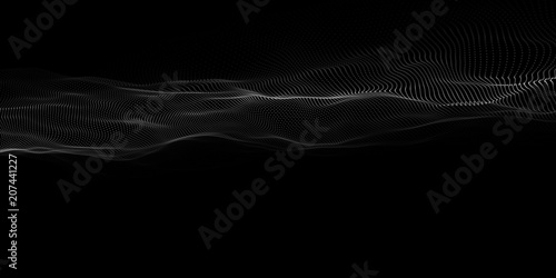 Abstract dots pattern. Dots waves. White dots on a black background. Vector background. Vector illustration