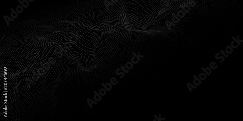 Abstract dots pattern. Dots waves. White dots on a black background. Vector background. Vector illustration