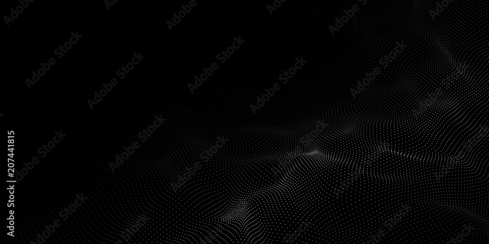 Abstract dots pattern. Dots waves. White dots on a black background. Vector background. Vector illustration Abstract dots pattern. Dots waves. White dots on a black background. Vector background. Vector illustration