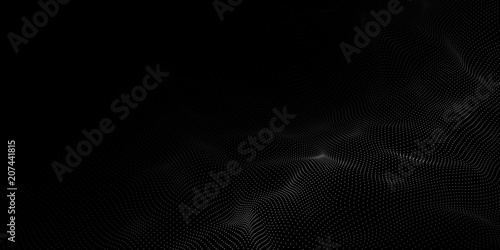 Abstract dots pattern. Dots waves. White dots on a black background. Vector background. Vector illustration