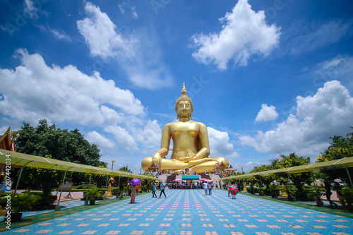 Photography Big Buddha in Thailand and beautiful sky.