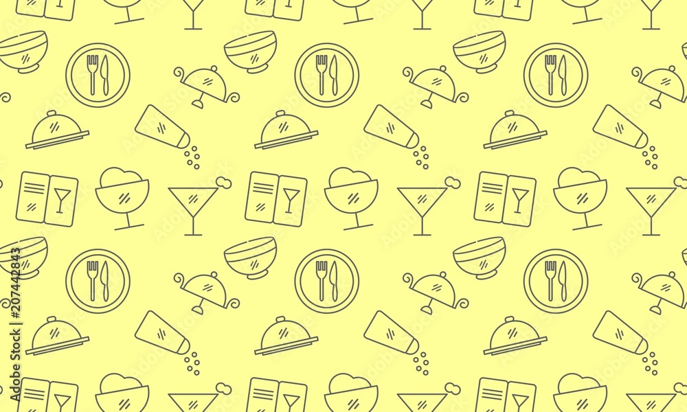 Restaurant food icon pattern seamless outline Restaurant food icon pattern seamless outline