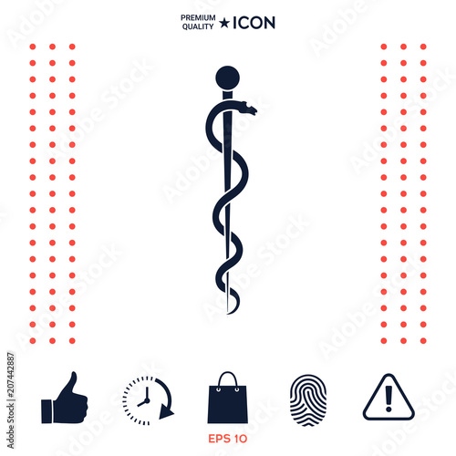 Rod of Asclepius Snake Coiled Up Silhouette