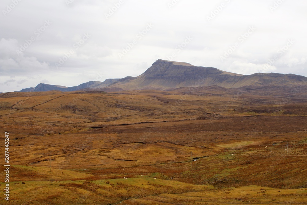 Plaine et montagne,desert, lande, ton marron, Ile de Skye