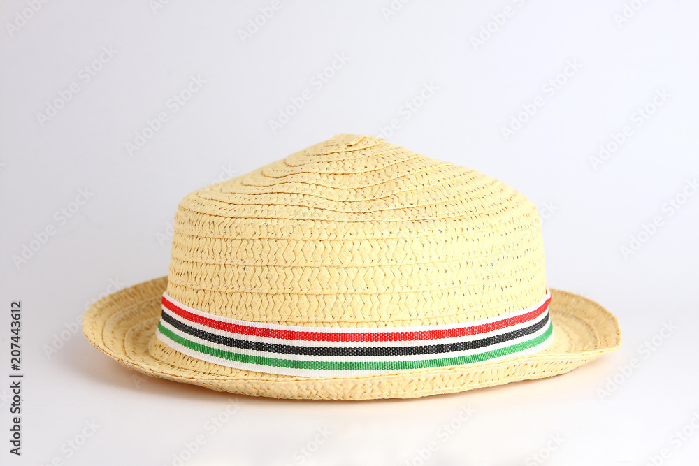 Fashionable cream hat on white background. Fashionable cream hat on white background.