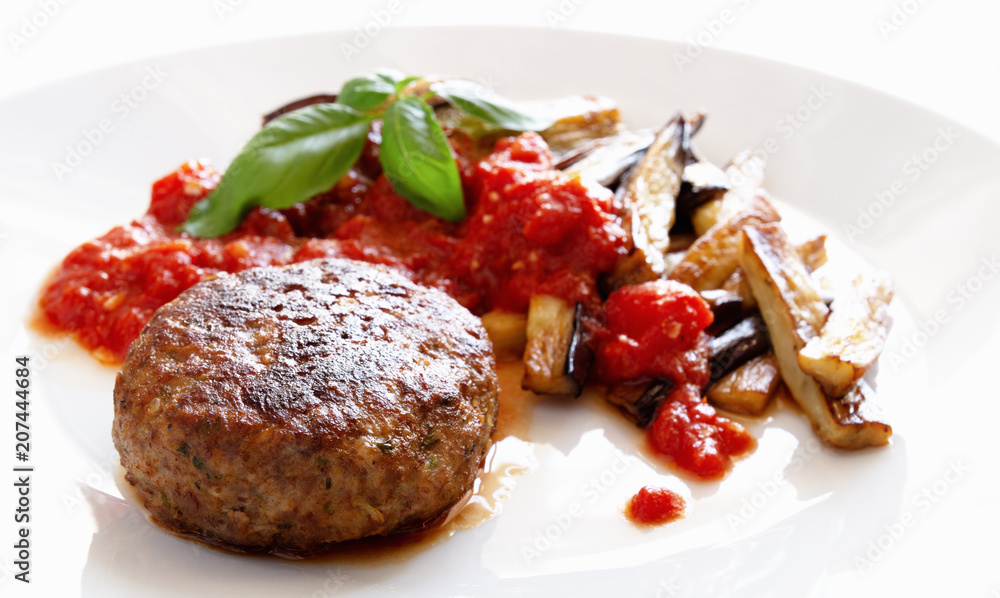 turkey meatball garnished with vegetables turkey meatball garnished with vegetables