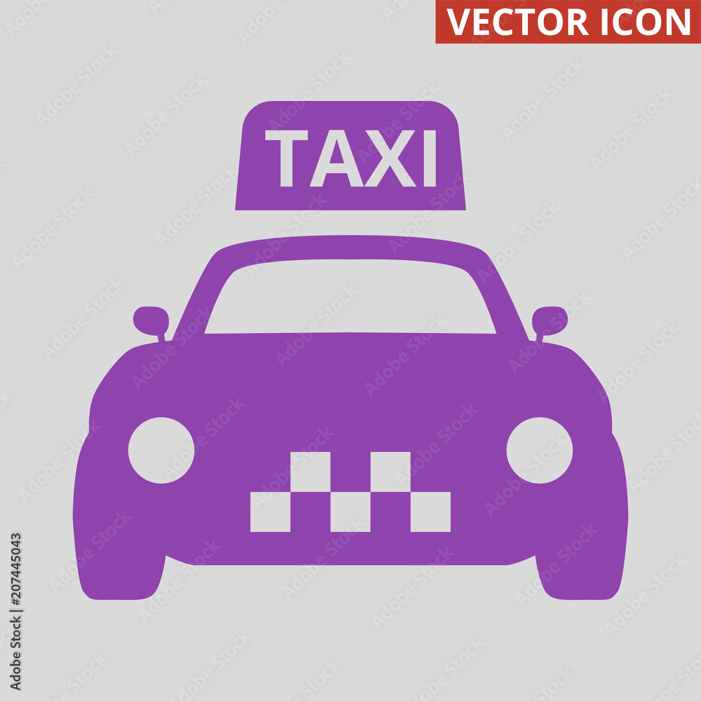 Taxi icon on grey background. Taxi icon on grey background.