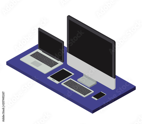 work place scene isometric icons vector illustration design © grgroup