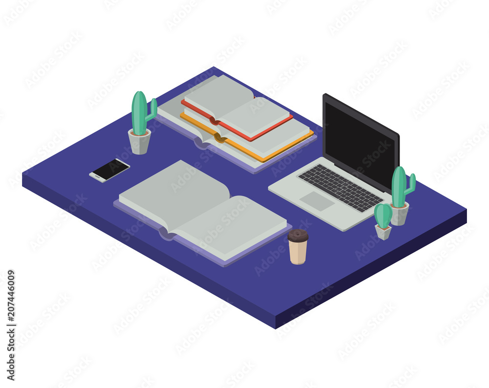 work place scene isometric icons vector illustration design work place scene isometric icons vector illustration design