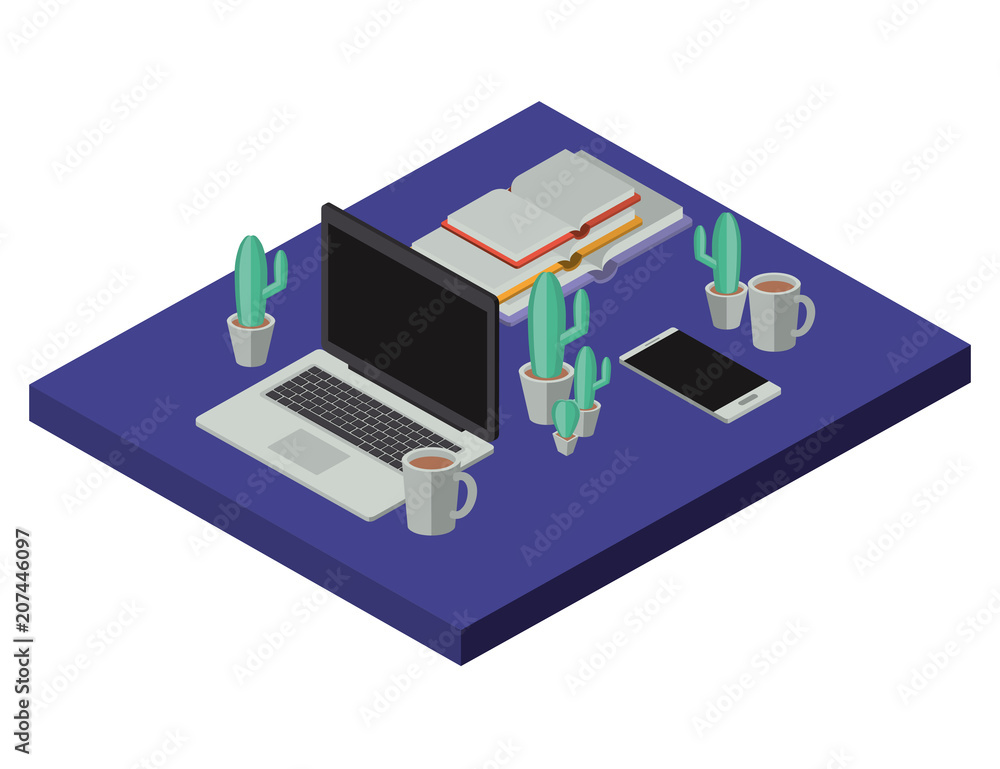 work place scene isometric icons vector illustration design work place scene isometric icons vector illustration design