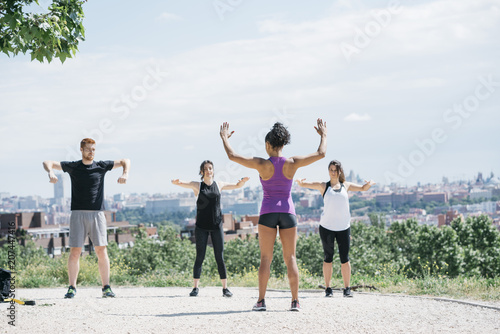 Friends during the workout outdoors