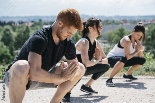 Friends during the workout outdoors