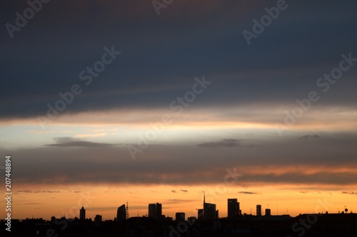 milano,skyline,tramonto,città,grattacieli,panorama © Daniele