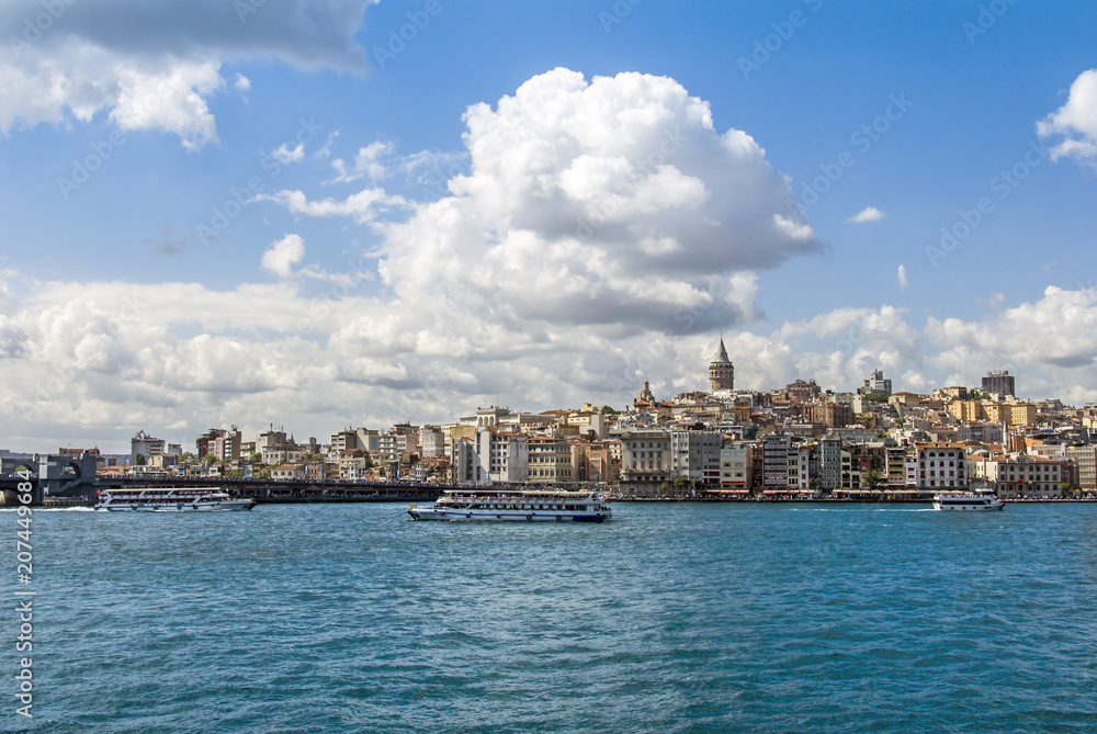 Istanbul, Turkey, 06 July 2016: The Galata Tower in the Karakoy district of Istanbul.