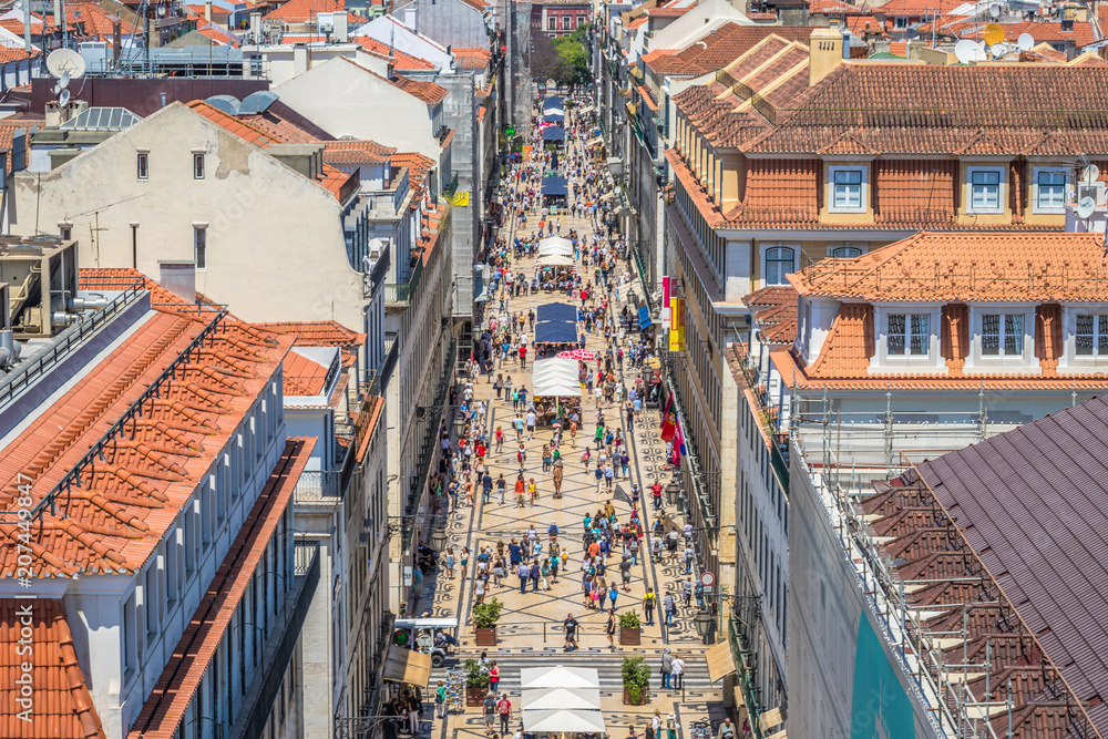 Old shopping street in Lisbon