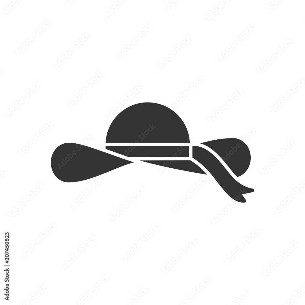 MobileBlack isolated icon of hat on white background. Silhouette of summer hat.