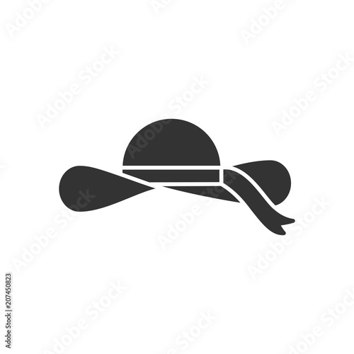 MobileBlack isolated icon of hat on white background. Silhouette of summer hat.