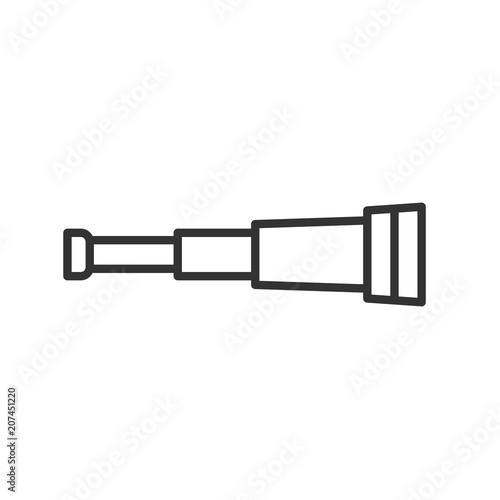 Black isolated outline icon of spyglass on white background. Line Icon of spyglass.