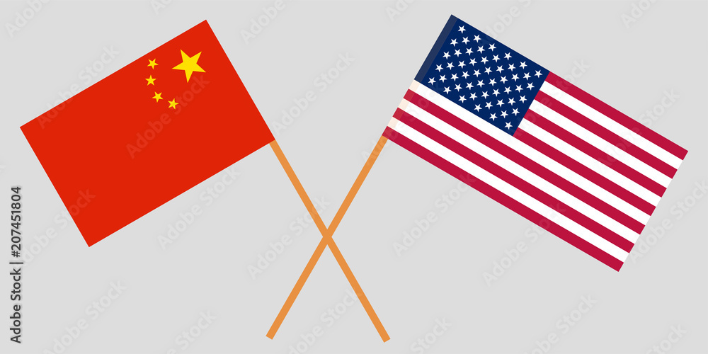 Crossed United States of America and Republic of China flags. Vector Crossed United States of America and Republic of China flags. Vector