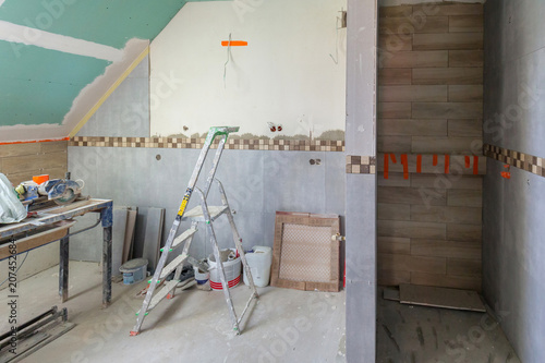 Bathroom interior at renovation in the house