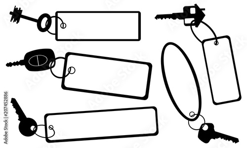 Set of different keys with tags isolated on white