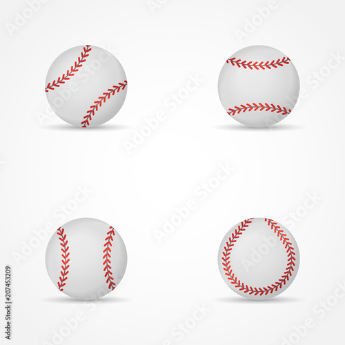 Set of baseballs isolated on white background. Balls vector illustration.