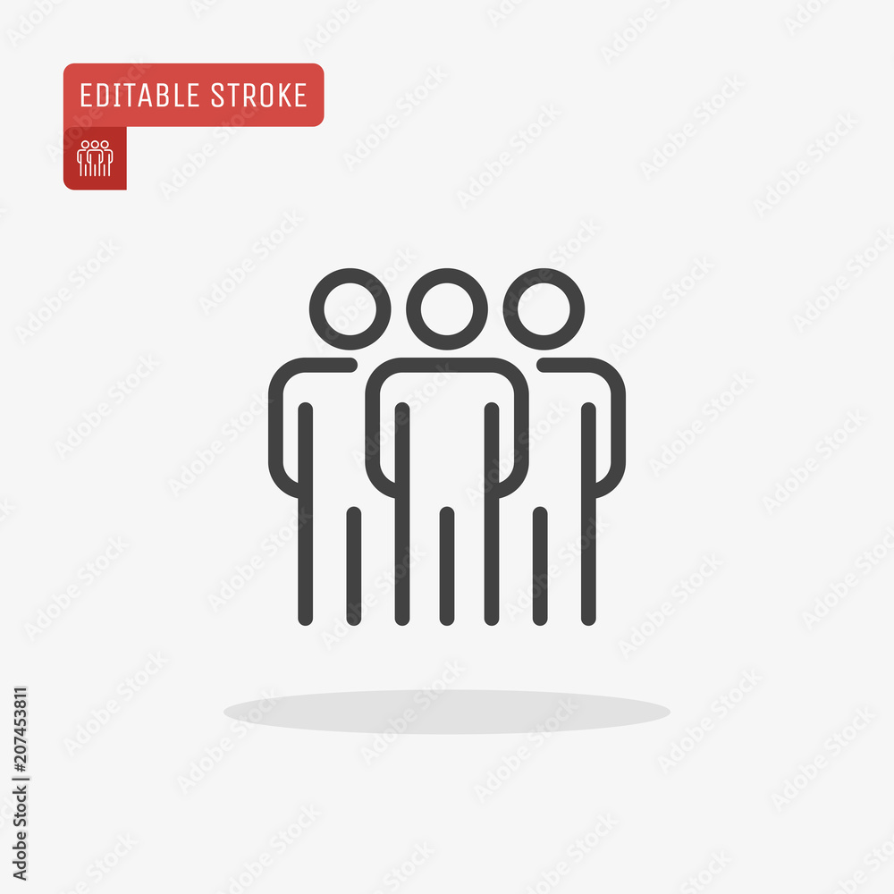 Outline People icon isolated on grey background. Line Persons pictogram. Crowd symbol for website design, mobile application, logo, ui. Editable stroke. Vector illustration. Eps10. Outline People icon isolated on grey background. Line Persons pictogram. Crowd symbol for website design, mobile application, logo, ui. Editable stroke. Vector illustration. Eps10.