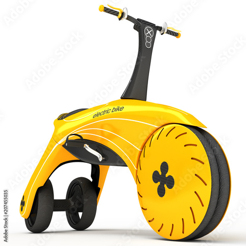 A sports tricycle with an electric motor. photo