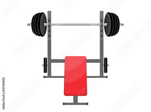 Vector illustration. Bench with bench for bench press.