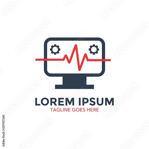 computer and repair service logo vector illustration design
