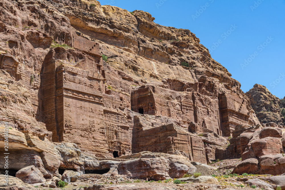 Antique tombs in Petra, Jordan