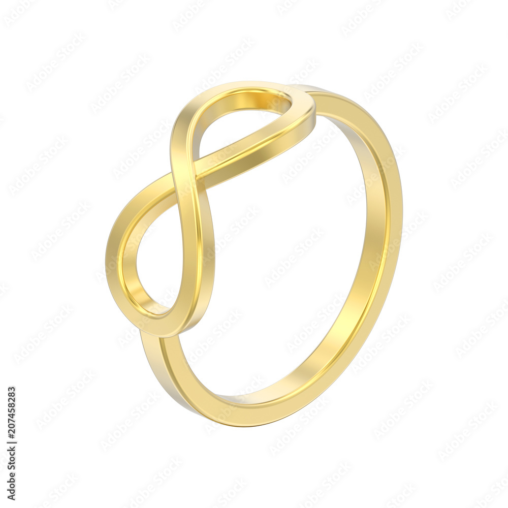 3D illustration isolated gold simple infinity ring 3D illustration isolated gold simple infinity ring