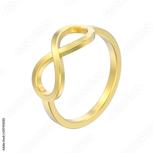 3D illustration isolated gold simple infinity ring