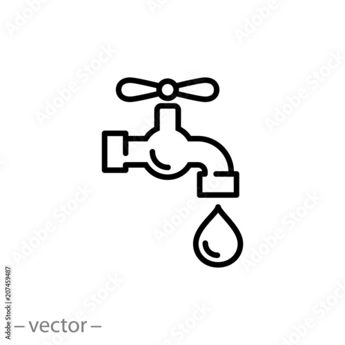 Obraz na plátně water tap dripping with water drop icon vector